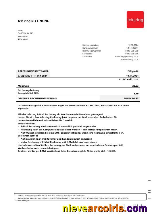 Sweden Tele Ring business utility bill